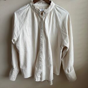 Mango Cotton Cream Chambray Shacket